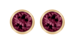 Gemstone Stud Earring Bezel Setting with a Rhodolite in Rose Gold