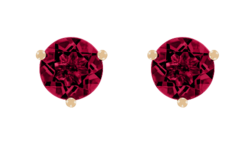 Gemstone Stud Earring 3-Prong Setting with a Ruby in Rose Gold