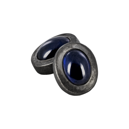 Manschettenknöpfe Cabochon Saphir in Weißgold