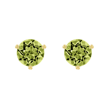 Ohrstecker 3-Krappen Peridot grün in Gelbgold