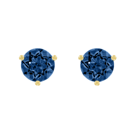 Ohrstecker 3-Krappen Saphir blau in Gelbgold