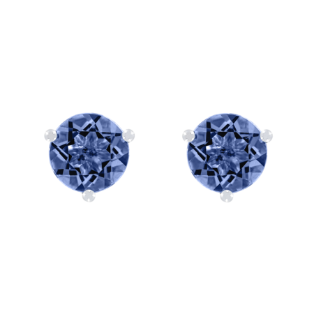 Ohrstecker 3-Krappen Tansanit blau in Platin