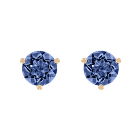 Ohrstecker 3-Krappen Tansanit blau in Roségold