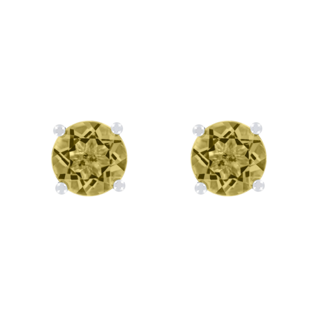 Ohrstecker 4-Krappen Saphir gelb in Weißgold