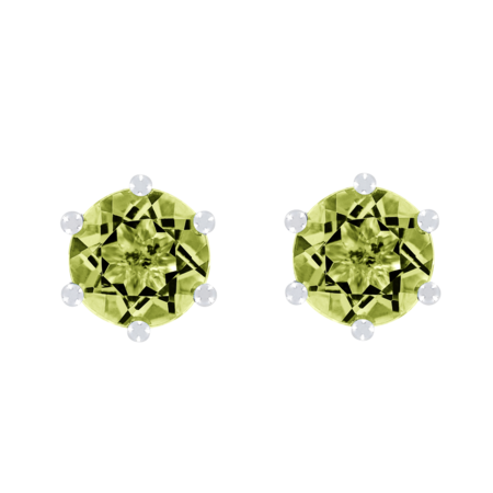 Ohrstecker 6-Krappen Peridot grün in Weißgold
