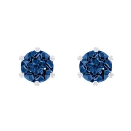 Ohrstecker 6-Krappen Saphir blau in Weißgold