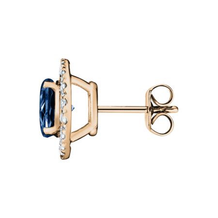 Ohrstecker Halo Saphir blau in Roségold
