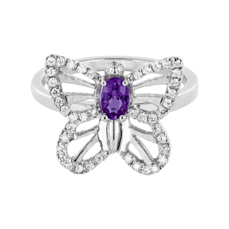 Papillon Ring Amethyst in Weißgold