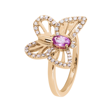 Papillon Ring Saphir pink in Roségold