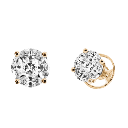 Diamond Stud Earring Composition in Rose Gold