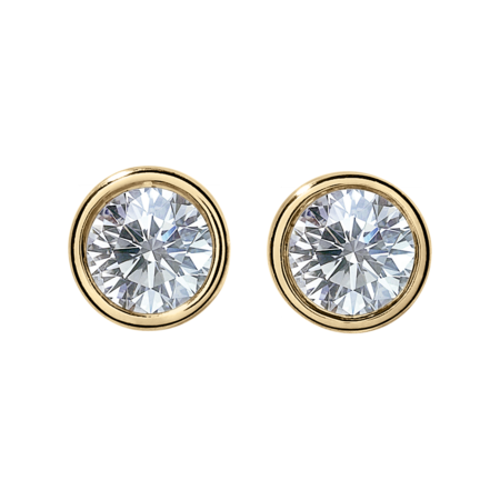 Diamond stud earrings bezel setting 0.24 carats each in Yellow Gold