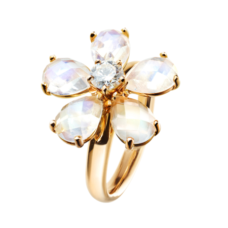 Flowers Ring Moonstone in Rose Gold