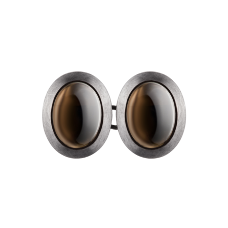 Gents Cufflinks Smoky Quartz in White Gold