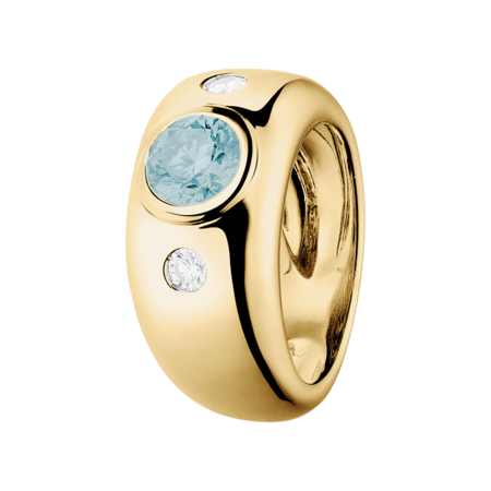 Naples Aquamarine blue in Yellow Gold