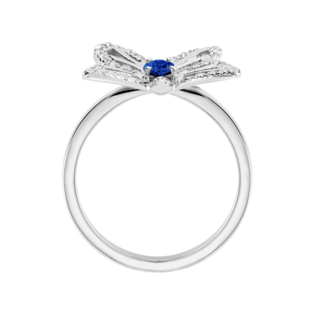 Papillon Ring Sapphire blue in White Gold
