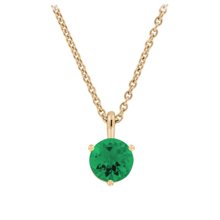 Pendant 3 Prongs Emerald green in Rose Gold
