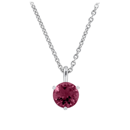 Pendant 3 Prongs Rhodolite red in Platinum