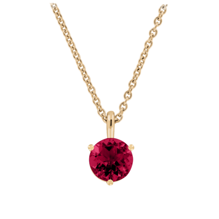 Pendant 3 Prongs Ruby Red in Rose Gold