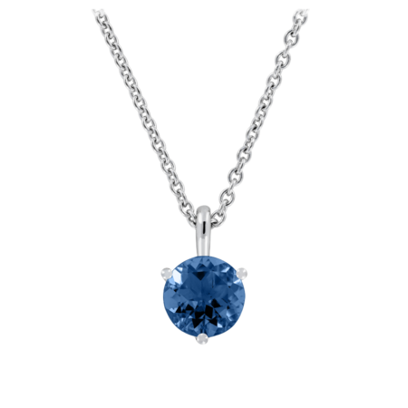 Pendant 3 Prongs Sapphire blue in White Gold
