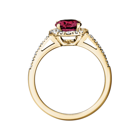 Prague Rhodolite red in Yellow Gold