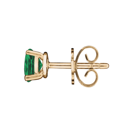 Stud Earrings 3 Prongs Emerald green in Rose Gold