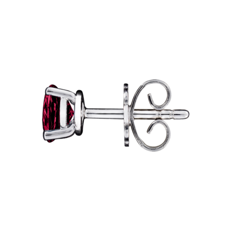 Stud Earrings 3 Prongs Ruby red in Platinum