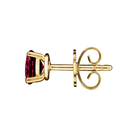 Stud Earrings 3 Prongs Ruby red in Yellow Gold