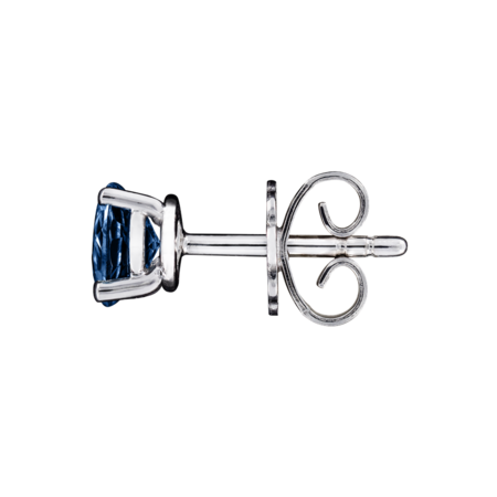 Stud Earrings 3 Prongs Sapphire blue in Platinum