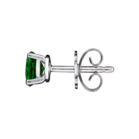 Stud Earrings 3 Prongs Tourmaline green in Platinum
