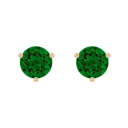 Stud Earrings 3 Prongs Tourmaline green in Rose Gold