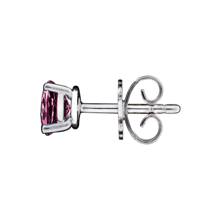 Stud Earrings 3 Prongs Tourmaline pink in White Gold