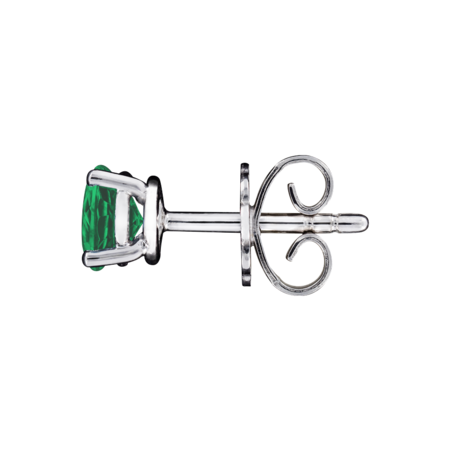 Stud Earrings 4 Prongs Emerald green in Platinum