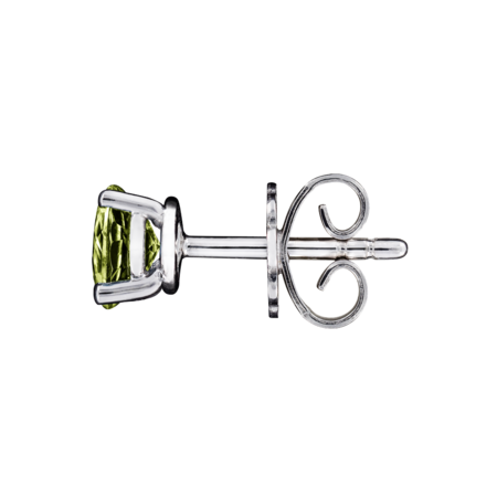 Stud Earrings 4 Prongs Peridot green in Platinum