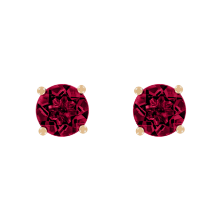 Stud Earrings 4 Prongs Ruby red in Rose Gold