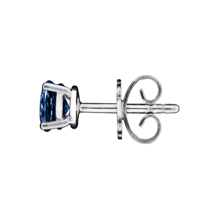 Stud Earrings 4 Prongs Sapphire blue in White Gold