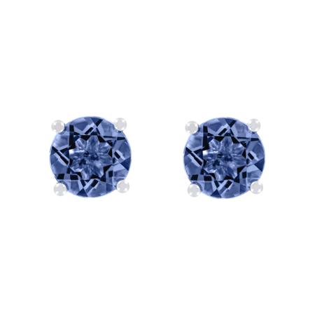 Stud Earrings 4 Prongs Tanzanite blue in Platinum