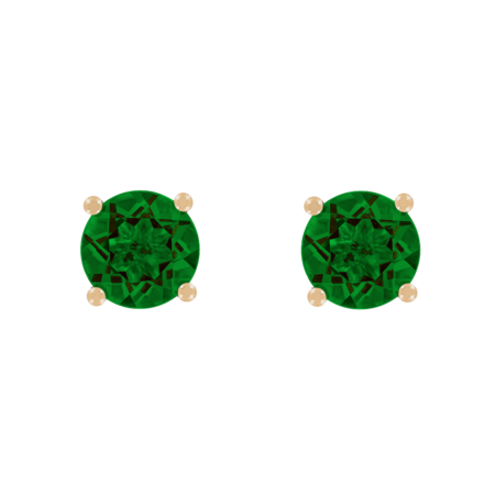 Stud Earrings 4 Prongs Tourmaline green in Rose Gold