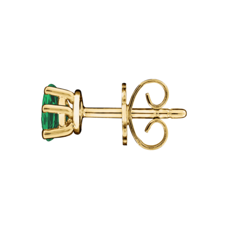 Stud Earrings 5 Prongs Emerald green in Yellow Gold