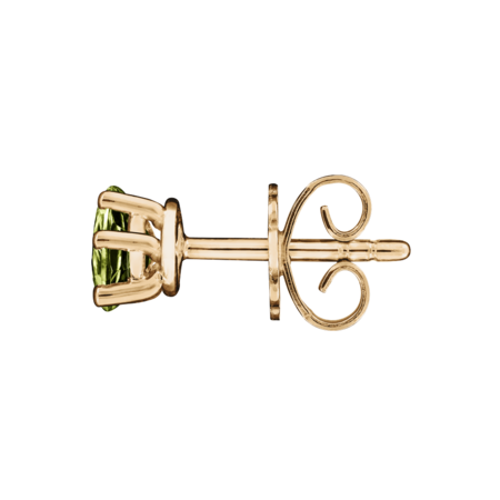 Stud Earrings 5 Prongs Peridot green in Rose Gold
