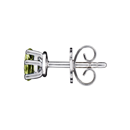 Stud Earrings 5 Prongs Peridot green in White Gold