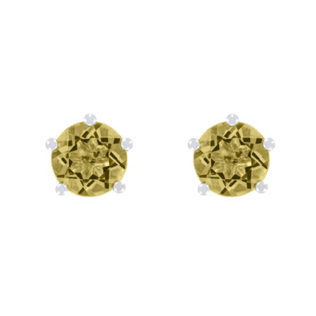 Stud Earrings 5 Prongs Sapphire yellow in Platinum