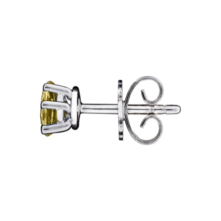 Stud Earrings 5 Prongs Sapphire yellow in White Gold