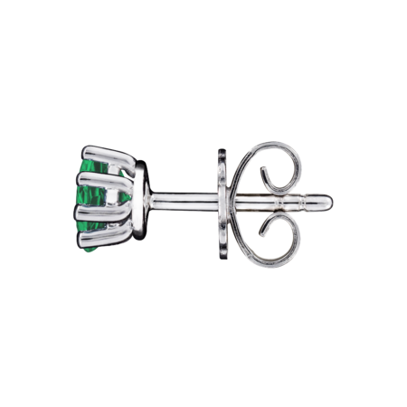 Stud Earrings 6 Prongs Emerald green in Platinum