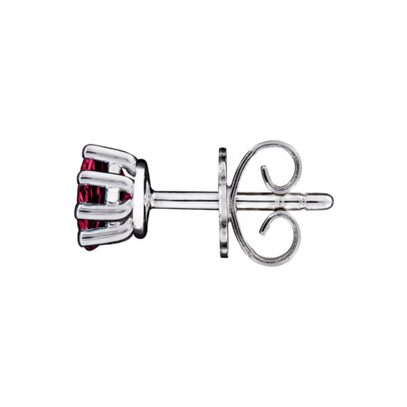 Stud Earrings 6 Prongs Ruby red in Platinum