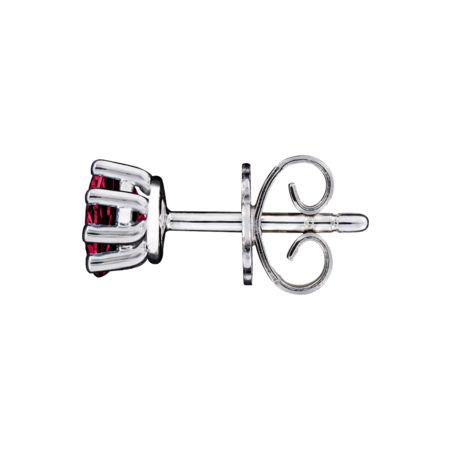 Stud Earrings 6 Prongs Ruby red in White Gold