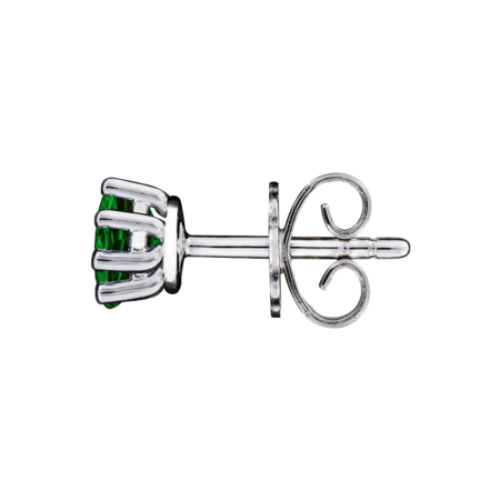 Stud Earrings 6 Prongs Tourmaline green in Platinum