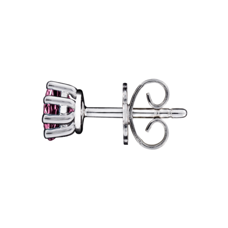 Stud Earrings 6 Prongs Tourmaline pink in White Gold