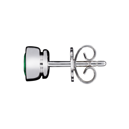 Stud Earrings Bezel Emerald green in Platinum