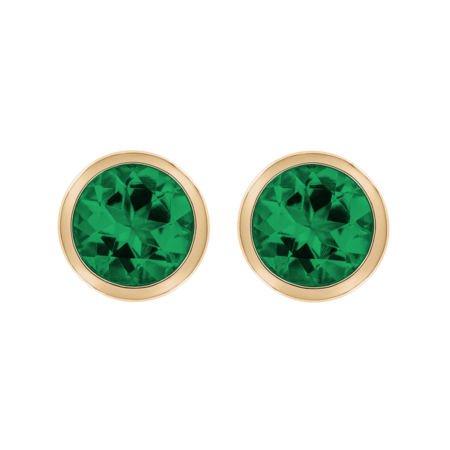 Stud Earrings Bezel Emerald green in Rose Gold