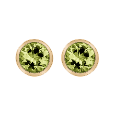 Stud Earrings Bezel Peridot green in Rose Gold